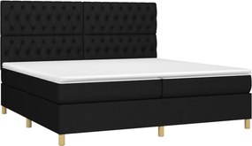 vidaXL Κρεβάτι Boxspring με Στρώμα &amp; LED Μαύρο 200x200 εκ. Υφασμάτινο