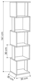 Βιβλιοθήκη - στήλη Piri χρώμα λευκό-μόκα 35x30x161εκ