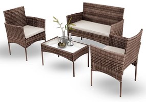 Σαλόνι κήπου Calma σετ 4τμχ rattan cappuccino-ύφασμα μπεζ