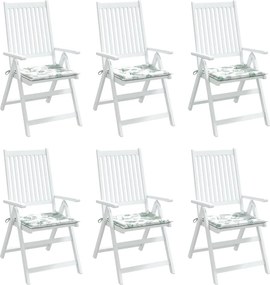 vidaXL Μαξιλάρια Καρέκλας 6 τεμ. Σχέδιο Φύλλων 40x40x3 εκ. Υφασμάτινα
