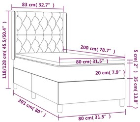 Κρεβάτι Boxspring με Στρώμα &amp; LED Κρεμ 80x200 εκ. Υφασμάτινο - Κρεμ