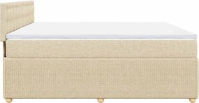 vidaXL Κρεβάτι Boxspring με Στρώμα Κρεμ 200x200 εκ. Υφασμάτινο