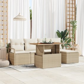 vidaXL Σετ Καναπέ Κήπου με μαξιλάρι 6 pcs Μπεζ και Κρέμα Μεσαίο