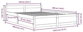 Πλαίσιο Κρεβατιού Με Συρτάρια Λευκό 140 x 190 εκ. - Λευκό