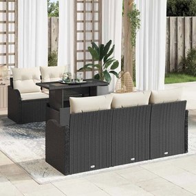 vidaXL Σετ Καναπέ Κήπου με μαξιλάρι 6 pcs Μαύρο Πολυ ράταν