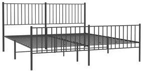 vidaXL Πλαίσιο Κρεβατιού με Κεφαλάρι&amp;Ποδαρικό Μαύρο 183x213εκ. Μέταλλο