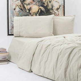 Σεντόνια New Solid 300+ (Σετ 4τμχ) Beige Aslanis Home Υπέρδιπλo 240x270cm 100% Cotton Satin