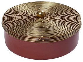 Διακοσμητικό Μπωλ Με Καπάκι Μεταλλικό Χρυσό-Σκούρο Ροζ ESPIEL 21x7εκ. AKA206