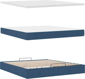 vidaXL Οθωμανικό κρεβάτι με στρώμα &amp; LEDs Μπλε 180x200cm ύφασμα