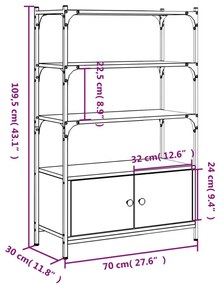 Βιβλιοθήκη 3 Επιπέδων Γκρι Sonoma 70x30x109,5 εκ. Επεξεργ. Ξύλο - Γκρι