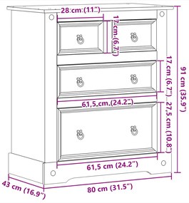 ΣΥΡΤΑΡΙΕΡΑ CORONA 80 X 43 X 91 ΕΚ. ΑΠΟ ΜΑΣΙΦ ΞΥΛΟ ΠΕΥΚΟΥ 4005670