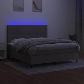 vidaXL Κρεβάτι Boxspring με Στρώμα &amp; LED Taupe 160x200 εκ. Υφασμάτινο
