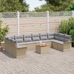 vidaXL Σετ Καναπέ Κήπου 11 pcs Μπεζ, Ανοιχτό Γκρι 55 x 55 x 37 εκ
