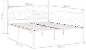 vidaXL Πλαίσιο Κρεβατιού με Τελάρο Λευκό 200 x 200 εκ. Μεταλλικό