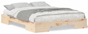 vidaXL Κρεβάτι δαπέδου Καφέ 150 x 200 cm Μασίφ ξύλο πεύκου
