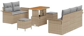 vidaXL Σετ Καναπέ Κήπου Ρυθμιζόμενο ύψος 8 pcs Μπεζ συνθετικό ρατάν