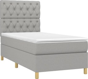 vidaXL Κρεβάτι Boxspring με Στρώμα Ανοιχτό Γκρι 80x200 εκ. Υφασμάτινο