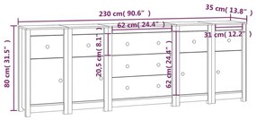 Συρταριέρα 230x35x80 εκ. από Μασίφ Ξύλο Πεύκου - Καφέ