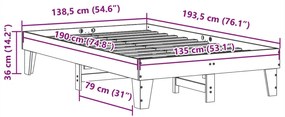 ΣΚΕΛΕΤΟΣ ΚΡΕΒ. ΧΩΡΙΣ ΣΤΡΩΜΑ ΚΑΦΕ ΚΕΡΙΟΥ 135X190 ΕΚ ΜΑΣΙΦ ΠΕΥΚΟ 855372