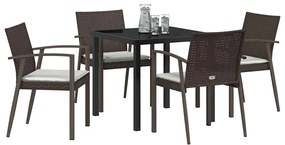 vidaXL Σέτ φαγητού για κήπο 5 pcs Καφέ Πολυ ράταν