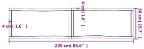 Επιφ Τραπεζιού Αν Καφέ 220x50x(2-6)εκ.Ακατέργ. Μασίφ Ξύλο Δρυός - Καφέ