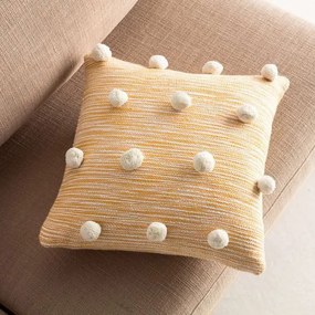 Μαξιλαροθήκη 43x43cm GOFIS HOME Poms Mustard― 555/10