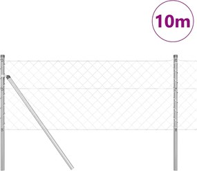 vidaXL Φράχτης Συρμάτινου Φράχτη 10 x 0,4 m Ασημί Δίχτυ