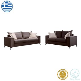 Σετ σαλονιού 2τεμ Verona ανθρακί ύφασμα με μαξιλάρια σε μπεζ απόχρωση Υλικό: FABRIC 168-000095