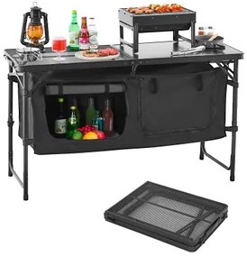 VEVOR Camping Kitchen Table Folding Portable Adjustable Cooking Station Storage