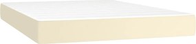 vidaXL Κρεβάτι Boxspring με Στρώμα &amp; LED Κρεμ 140x200 εκ. Συνθ. Δέρμα