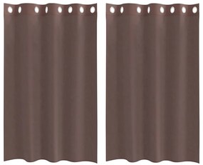 Κουρτίνες Voile με ροδέλες 2 τεμάχια Καφέ 140x175 εκ. - Καφέ
