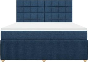 vidaXL Κρεβάτι Boxspring με Στρώμα Μπλε 180x200 εκ. Υφασμάτινο
