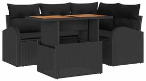 vidaXL Σετ Καναπέ Κήπου με μαξιλάρι 5 pcs Μαύρο 100 x 55 x 73 εκ