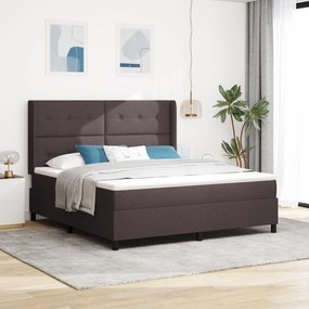 vidaXL βίδαXL Κρεβάτι Box Spring με Στρώμα Σκούρο καφέ 180x200 εκ. Υφασμάτινο