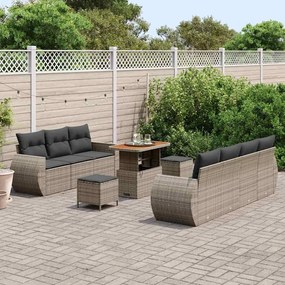 vidaXL Σετ Καναπέ Κήπου 10 pcs Γκρι συνθετικό ρατάν