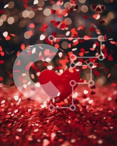 Intra Συλλεκτικό Ξύλινο Παζλ Plywood 4mm - Κομφετί Red Heart στο έδαφος Σε Ξύλινο Κουτί - Διαστάσεις: 10x10 cm – 25 κομμάτια