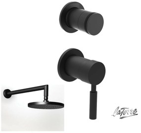 La Torre NEW TECH Black matt 12051SP-400 34374-400 Μίκτης εντ+εκτροπέας περ/κός 2 εξ+Αν/ενη Κεφαλή Round Ø20εκ+Μπράτσο Τοίχου