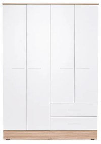 Ντουλάπα ρούχων Base Megapap τετράφυλλη σε χρώμα λευκό - sonoma 137x52x198εκ. - Μελαμίνη - GP009-0026