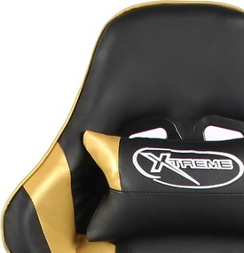 vidaXL Καρέκλα Gaming Περιστρεφόμενη με Υποπόδιο Χρυσή PVC