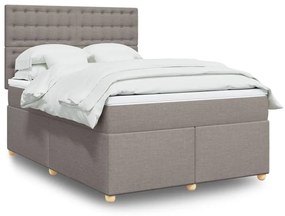 Κρεβάτι Boxspring με Στρώμα Taupe 160x200 εκ. Υφασμάτινο