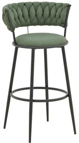 Σκαμπό μπαρ Alkia I pakoworld ύφασμα σε χακί απόχρωση- πόδι μαύρο μέταλλο 50x56x95εκ