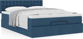 vidaXL Οθωμανικό κρεβάτι με στρώμα μπλε 140x200cm ύφασμα