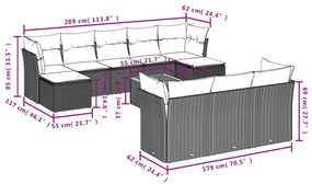 vidaXL Σαλόνι Κήπου 11 Τεμαχίων Γκρι από Συνθετικό Ρατάν με Μαξιλάρια