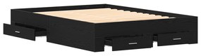 vidaXL Κρεβάτι με Συρτάρια Μαύρο Δρυς 135x190 εκ. Μηχανικά Ξύλα