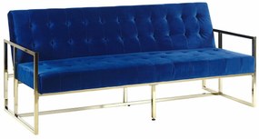 Καναπές κρεβάτι Berwyn 1585, Λειτουργία ύπνου, Χρυσό, Μπλε, 187x78x83cm, Πόδια: Μέταλλο,Ευκάλυπτος