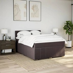 vidaXL Κρεβάτι Boxspring με Στρώμα Σκούρο Καφέ 160x200 εκ Υφασμάτινο