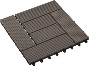 vidaXL Πλάκα Κατασκευής 11 pcs Σκούρο Καφέ 30 x 30 cm WPC
