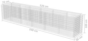 Συρματοκιβώτιο-Γλάστρα Υπερυψωμένη 540x90x100 εκ. Γαλβ. Χάλυβας - Ασήμι