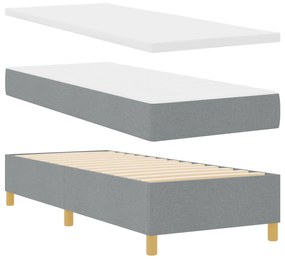 vidaXL Κρεβάτι με ελατήριο & πάγκο Ανοιχτό Γκρι 80x200 εκ. Υφασμάτινο