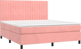 vidaXL Κρεβάτι Boxspring με Στρώμα Ροζ 180x200 εκ. Βελούδινο